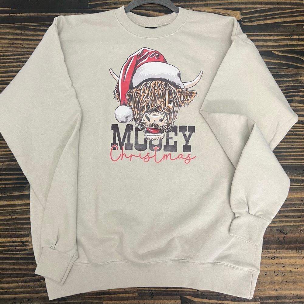 Hanes Cream Crewneck Sweater with Festive Design